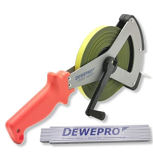 Richter Glasfaserbandmaß Bandmaß - 16mm breit mit V-Metallrahmen - Länge: 30m - Maßanfang 'A' - cm-Teilung - 271V-30-A, im Set inkl. 1 St. DEWEPRO® Zollstock 2m - Cheap-Us