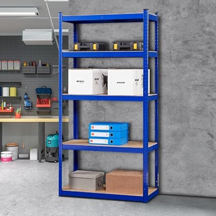 Arebos Schwerlastregal 180 x 90 x 40 cm | 875kg Tragkraft | 0,63 mm | 5 MDF-Platten Regal Lagerregal Kellerregal Steckregal Werkstattregal | Schwarz - Cheap-Us