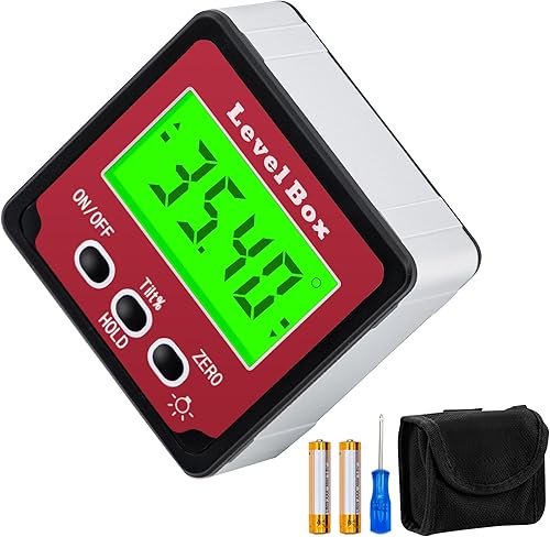 Mcbazel Digitaler LCD Winkelmesser Neigungsmesser, Winkelsucher Inklinometer, Rot, GF-020653, Magnetisch, Digitales Neigungsmessgerät, Level, Winkelmesser - Cheap-Us