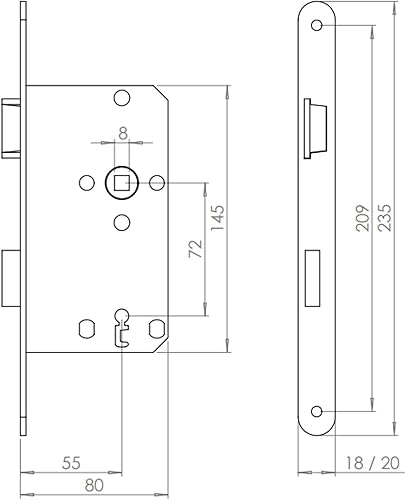 ABUS - Einsteckschloss für Zimmertüren ES BB R G 55 72 20-61674, Gold - Cheap-Us