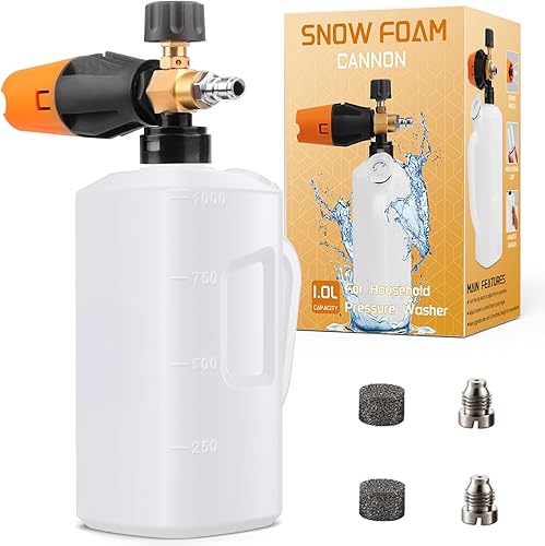 Fai Top 1L Schaumpistole für Autowäsche Hochdruckreiniger Schnee Schaumkanne 1/4 Schnellkupplung Mesh Filter Verstellbare Sprühdüse Zusätzliche 1.1mm & 1.35mm Öffnungen - Cheap-Us