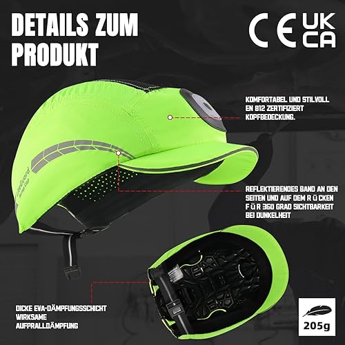 HEARMOR Leichter Anstoßkappe Sicherheitsmütze, Atmungsaktiver Baseball-Stil Sicherheitskappe, Kopfschutz Schutzkappe mit Abnehmbare ABS Hartschale Anti-Schock - Cheap-Us