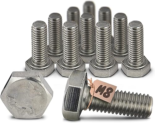 PROTECH 20 Stück Sechskantschrauben M8 Edelstahl M8x70 Gewindeschrauben rostfreier A2 Vollgewindeschrauben Sechskant Schraube V2A DIN933 - Cheap-Us
