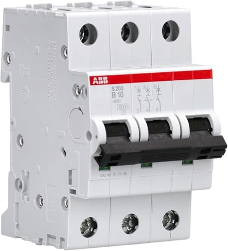 ABB S200 MCB Leitungsschutzschalter Typ B, 3-polig 10A 400V, Abschaltvermögen 6 kA System Pro M Compact - Cheap-Us