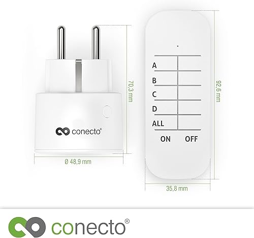 conecto Funksteckdosen Set (1x Funksteckdose, 1x Funkfernbedienung), Indoor, weiß - Cheap-Us