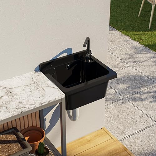 Ausgussbecken Waschbecken Spülbecken Waschtrog draußen Garten Garage Keller Waschraum Waschküche Werkstatt 4 Farben (Beige) - Cheap-Us