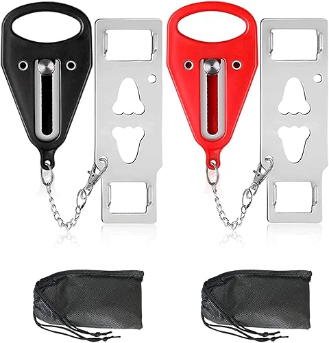 Tragbares Türschloss, Türketten Sicherheit, 2 Stück Reiseschloss Sicherheitsschloss, Wohnungstür Zusätzliches Schloss, Schwarz und Rot - Cheap-Us