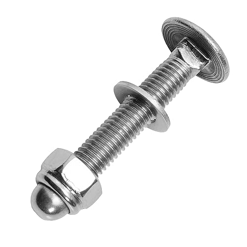 Schlossschrauben M8x45/45 mm mit selbstsichernden Hutmuttern & Unterlegscheiben M8 aus Edelstahl A2 (20 Stück) | Flachrundschrauben - Stoppmuttern - Beilagscheiben von MESAROS® - Cheap-Us