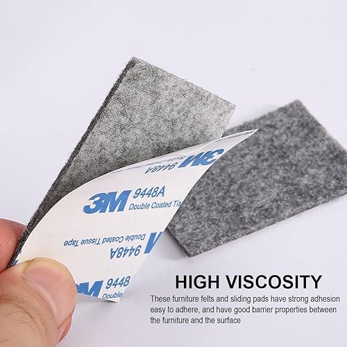SIOPPKIK Filzgleiter Selbstklebend, 3 Rollen Selbstklebendes Filz für Möbel (100cm * 2cm) Schneiden Sie Jede Form, Stark Klebendes Gleitmatten Band, für Stühle, Bodenschutz, Grau - Cheap-Us