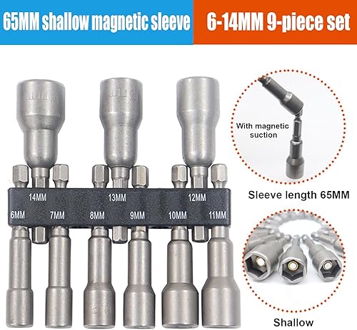 Okaywork 10 Stück 8 mm Magnetische stecknuss set Stecknuss Nuss 1/4 Zoll Hex Bohrer sechskant bit set Adapter Metrische vielzahn nuss satzInnensechskant für Bohrer oder Akkuschrauber Zubehör - Cheap-Us
