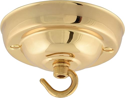 ElekTek Deckenrosette mit Haken Durchmesser 108 mm Metallausführungen Pulverlackierung für Deckenhängeleuchten und Kronleuchter Messing - Cheap-Us