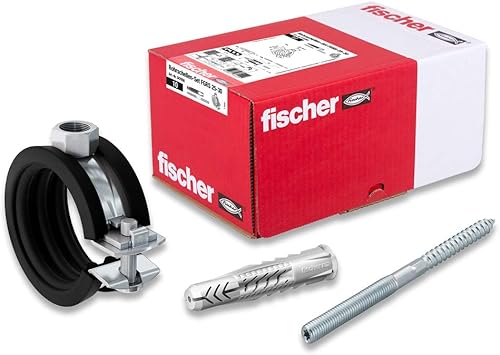 Fischer Rohrschellen-Set FGRS 32-37 gvz, Rohrschellen-Set mit 30 Teilen: 10 Stk. Gelenkrohrschellen FGRS 32-37,10 Stk. Stockschraube STST8x80,10 Stk. Universaldübel UX10x60, Art-Nr. 547059, schwarz - Cheap-Us