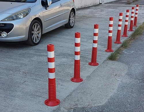 SNS SAFETY LTD Verstärkte Kunststoffpfosten 75 cm, mit Reflektierenden, für die Verkehrssicherheit, aus Flexiblen Polyurethan, Rot (1 Stück) - Cheap-Us