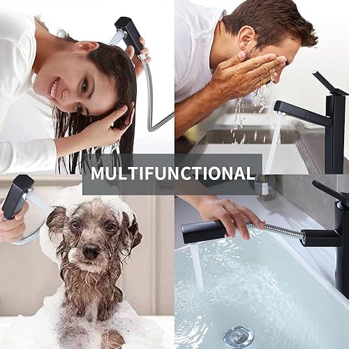 KAIYING Waschtischarmatur mit Herausziehbarer Spritze, Mischbatterie Waschbecken für Heißes und Kaltes Wasser, Ausziehbarer Wasserhahn Bad mit Drehbarem Auslauf (gebürstetes Nickel) - Cheap-Us