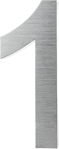 KOBERT GOODS Hochwertig Modern Gebürstet Edelstahl V2A Hausnummer 4 klassisch 3D-Effekt Design Wetterfest und Rostfrei inklusive Montage-Material Höhe 20cm Tiefe 3cm Groß für Haus und Gartenzaun - Cheap-Us