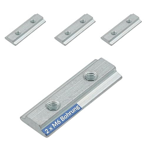 NTG 4 Stück Set Nutenstein für Airlineschienen mit Gewinde 2 x M6 aus Stahl in verzinkt Ladungssicherung Fitting - Cheap-Us