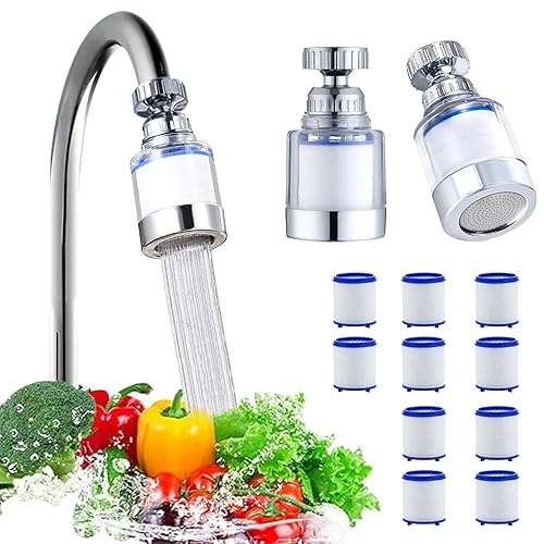 KASESSS 2 Stück Wasserfilter Wasserhahn + 10 Stück PP-Baumwollfilterelement, 360° Wasserhahn Filter, Wasserfilter für Wasserhahn, Filter für Wasserhahn, Water Filter Tap für Badezimmer,Küche,Spüle - Cheap-Us