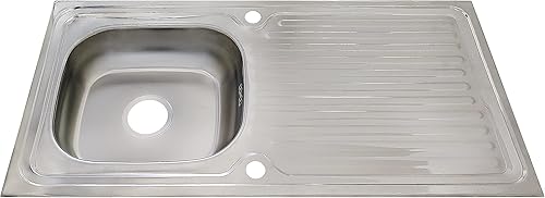 Edelstahlspüle Einbauspüle Sets mit verschiedenen Hochdruck Armaturen 1 1,5 oder 2 Becken Spülbecken Spüle Küchenspüle rechteckig oval oder rund (86 x 43,5 cm + Ruby Armatur) - Cheap-Us