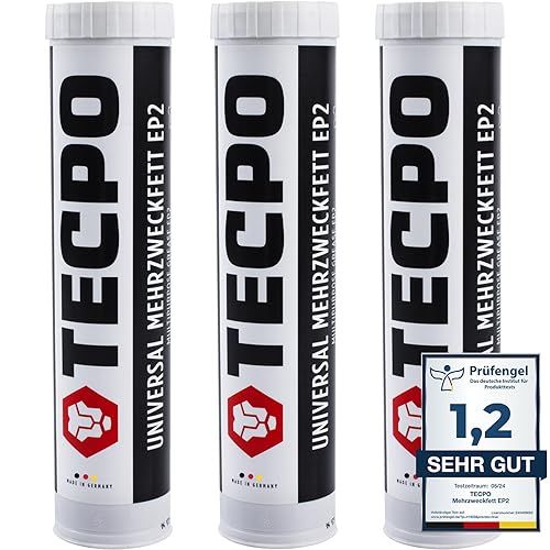 TECPO 3x Universal Mehrzweckfett 400g– Kartusche Schmierfett, Lithiumfett, Universalfett, KFZ-Schmierung, wasserbeständig - Cheap-Us