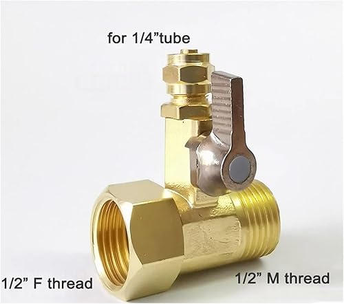 YSRWTBBA Messing-Winkelventil for Zulaufwasseradapter, Kugelhahn, Umschaltventil for RO-Wasserfilter G1/2 bis G1/2 und 1/4' oder 3/8' Rohr(Set E) - Cheap-Us