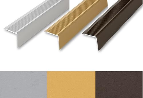 (15,09EUR/m) 43 x 43 x 1180 mm Treppenwinkel silberfarben ungebohrt Treppenkantenprofil Treppenkante grob gerieft, stabil und rutschhemmend Innenmaß 40 x 40 mm - Cheap-Us