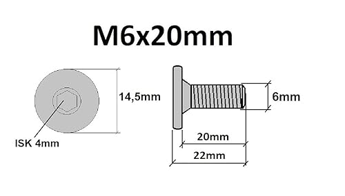 woplus Flachkopfschrauben Möbelschrauben Möbelverbinder Stahl Verzinkt M6 x 100mm Flachkopf Antrieb:Innensechskant SW4 (10 Stück M6 x 100mm) - Cheap-Us