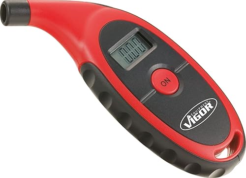 Vigor Reifendrucktester V1423 mit digitaler Anzeige (Messbereich: 0,15-7 bar, für Auto-, Motorrad- und Fahrradreifen) - Cheap-Us