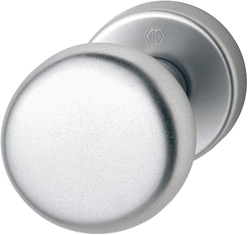 HOPPE 814787 Tür-Knauf auf runder Rosette | Zylinderform | Aluminium silber eloxiert | Fix-Knopf | 1 Stück - Cheap-Us