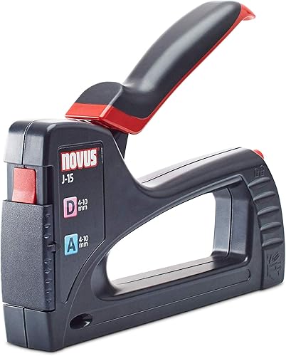 Novus Handtacker J-15, leichter Allzweck-Tacker, Werkzeugtacker für Klammern 4-10 mm, schnelles Nachladen, Softgrip, Schwarz - Cheap-Us