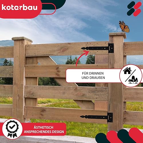 KOTARBAU® 2er Set Kreuzgehänge T-Scharnier Dekorativ Ladenband Pulverbeschichtet Schwarz 250 mm - Cheap-Us