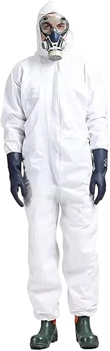 gardeNext ProTec MK 3 Schutz-Overall, Einweg Schutzanzug mit Kapuze, Wasserdichter Arbeitsoverall, Maleranzug zum Renovieren, Schutzkleidung Herren Damen, Weiß - Cheap-Us