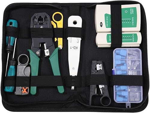 12-in-1 Network Tool Set, Network Tool, with Crimping Tool, Suitable for RJ45, RJ11, RJ12 Cable, Can be Used for Computer Maintenance, LAN Cable Tester, Hole Cable Tester - Cheap-Us