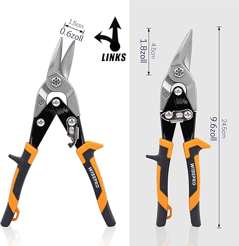 WISEPRO 10'/ 12' Blechschere (Gerade/Links/Rechts), Metallschneider mit Verbundwirkung, Robuste Blechschere(12'S) - Cheap-Us
