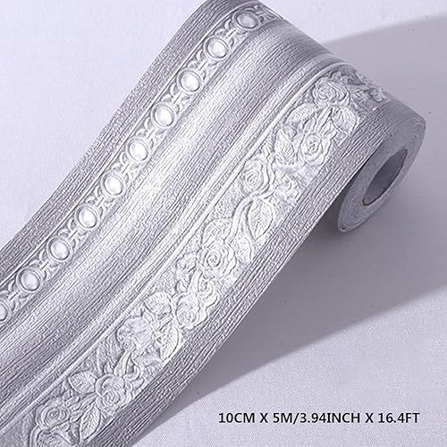 Selbstklebende Bordüre Wandtattoo 3D PVC Rosenmuster Schälen und Stock Wasserdichte Entfernbare Tapeten Aufkleber Dekoration für Wohnzimmer Badezimmer Küche Fliesen - Cheap-Us