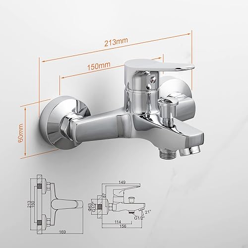 Ibergrif Duscharmatur, Einhand-Brausebatterie, Wandmontage, Wasserhahn Dusche Einhebelmischer, mit Duschkopfhalterung, Chrom M12059-1 - Cheap-Us
