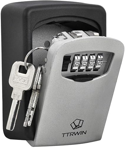 TTRWIN Schlüsselbox Schlüsselsafe Schlüsseltresor, mit 4-stelligem Hochcodeschloss Große Schlüsselbox, Zinklegierung wasserdicht und rostfrei, Wandschlüsselbox für den Innen- und Außenbereich - Cheap-Us