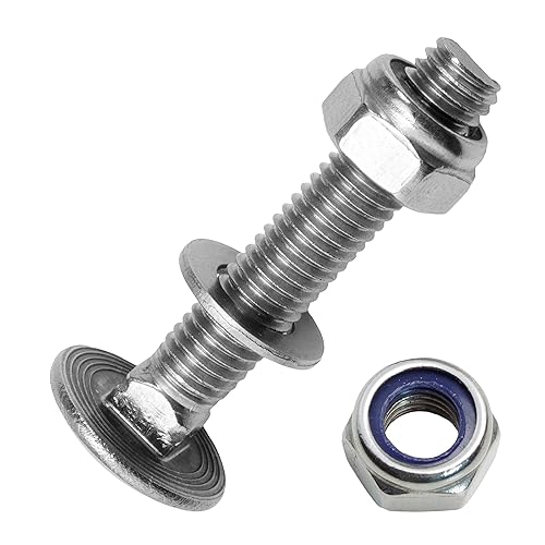 Techtanium® Schlossschrauben M8 x 20/20 mm inkl. Sicherungsmuttern und Unterlegscheiben M8 aus Edelstahl A2 (5 Stück) | Schrauben | Muttern | U-Scheiben | DIN 603 & DIN 985 & DIN 125 - Cheap-Us