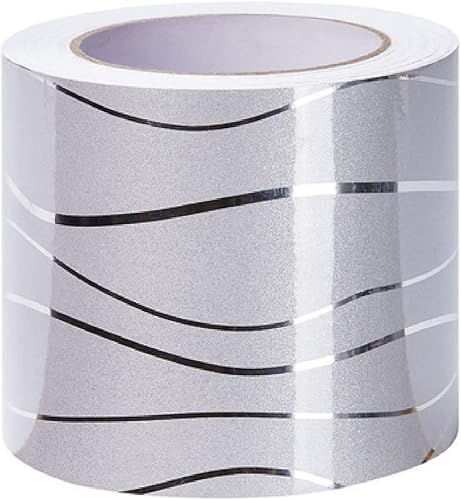 Dostear BordüRe Selbstklebend Kinderzimmer Tapeten Wohnzimmer Wanddeko Badezimmer 3d Fliesenaufkleber Wandleisten Silber Westwood 5cm X 500cm - Cheap-Us