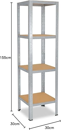 shelfplaza® 155x60x30cm HOME Schwerlastregal verzinkt/Metallregal mit 4 Böden/Kellerregal Metall, Garagenregal, Werkstattregal oder Regal Lagerregal/Steckregal Metall mit 175kg Tragkraft - Cheap-Us