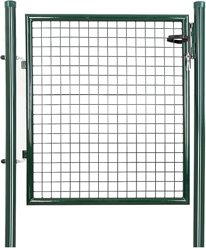 SONGMICS Gartentor, Gartentür, verzinkter Stahl, robust und langlebig, abschließbar, Tür 87 x 90 cm, 106 x 90 cm (B x H), grün GGD150G - Cheap-Us