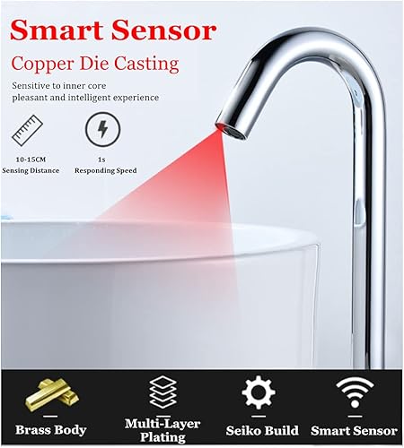 Zunate Automatischer Wasserhahn, Infrarot-Sensor-Wascharmatur, G1/2 Zoll Gewinde, berührungsloser Küchenspüle, batteriebetrieben, für Küchenbecken (C) - Cheap-Us