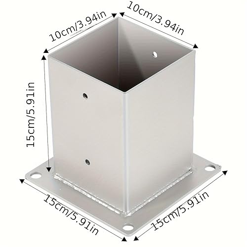 Eulenke Pfostenträger Aufschraubhülse | Geeignet für Vierkantholzpfosten 70x70mm | Hochwertiger Anker | Feuerverzinkt | Silber, 4 Stück/Set - Cheap-Us