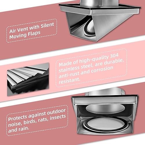 WeCooper Wetterschutzgitter 100 mm Edelstahl Haube Lüftungsgitter Ablufthaube Lamellengitter Stainless Steel - Cheap-Us