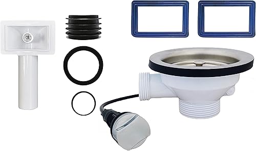 Design Edelstahleinbauspüle verschiedene Modelle aus hochwertigem Edelstahl Spülbecken Spüle mit Überlauf inkl.Syphon Set … (Excenter Ablaufgarnitur für 1 Becken) - Cheap-Us