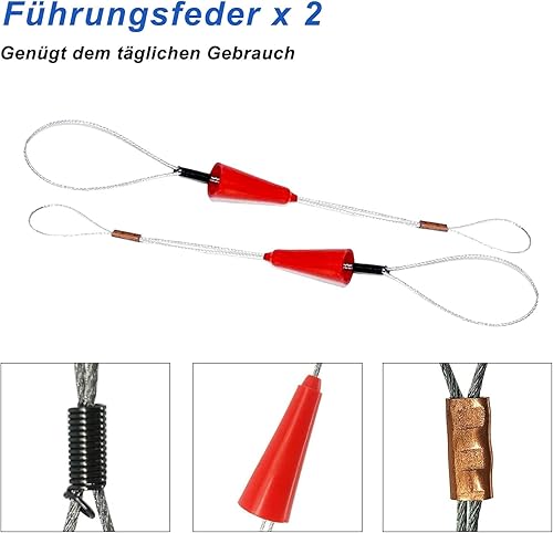 Kabeleinziehhilfe 20 m, φ 3,6 mm Polyester Einziehdraht, Polyesterseil mit 2 Führungsfedern, Für Kabel, Glasfaser, Telekommunikation, Haushaltsstrom, Baustellen - Cheap-Us