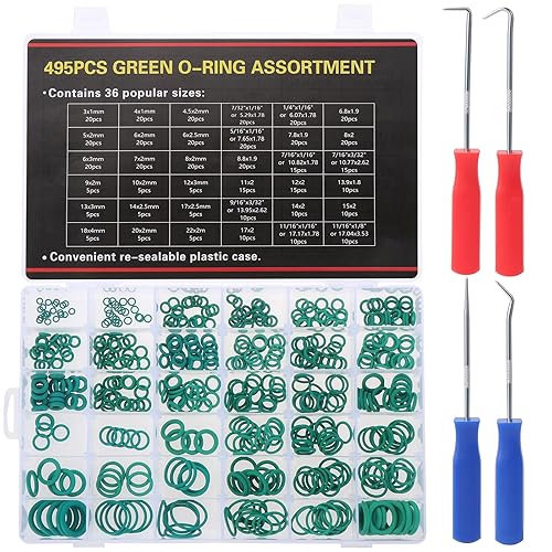 WiMas 495PCS 36 Größen Gummi O-Ring Dichtung O-Ringe Tülle Assorted Nitril O-Ringe Tülle Sortiment mit 4PCS Pick und Installation Remover Tools - Cheap-Us