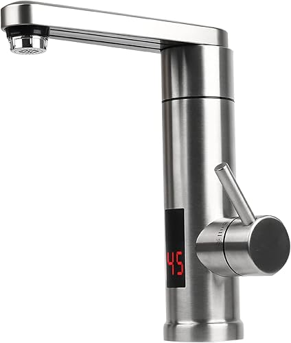 Elektrische Heizung Wasserhahn,220V 3000W Sofort Warm 304 Edelstahl Elektrisch Warmwasserhahn,360º Drehung KüChenarmatur mit LED Digitalanzeige,Einhand Spültischarmatur Für Küche,Bad - Cheap-Us