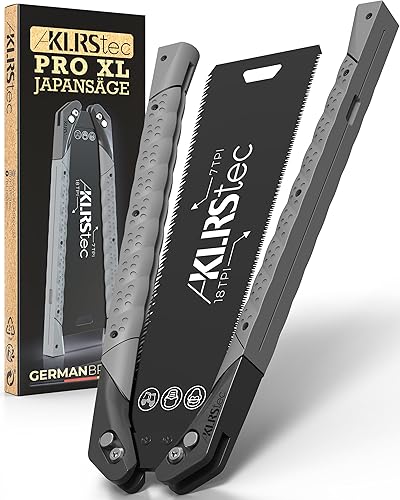 KLRStec PRO XL Japansäge – Beidseitig gezahntes Sägeblatt [240mm] aus Karbonstahl – Klappbare Zugsäge mit rutschfestem TPU-Griff – Präzises Arbeiten auf Zug für Holz & Kunststoff - Cheap-Us