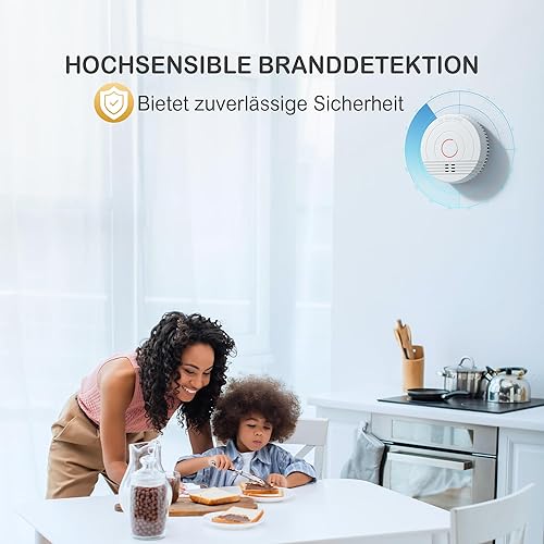 Andyssey Batterie Rauchmelder mit Magnethalterung, Zertifiziert DIN EN14604, Feueralarm mit Fotoelektrischem Sensor, 85 dB Alarmlautstärke, 6 Stück - Cheap-Us