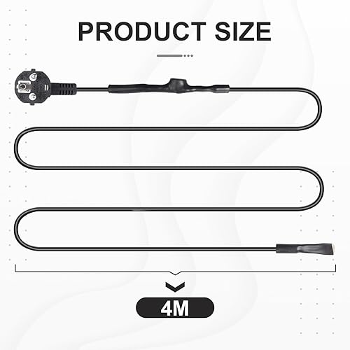 CPROSP 4m Heizkabel 250V 24W/m, Frostschutz Wasserleitung Heizband, Heizleitung mit Schutzkontaktstecker, Dachrinnenheizung Frost, eisfrei Heizleitung mit Thermostat für Wasserleitungen oder Pflanzen - Cheap-Us